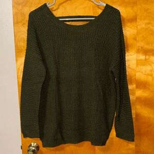 Women's Olive Crew Neck Knit Sweater